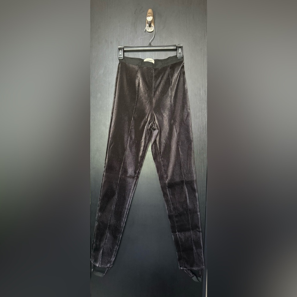 VTG JEAN PAUL GAULTIER JPG Black Metallic Shiny Disco Pant Stirrup Legging 2/4